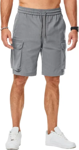 JMIERR Men's Stretch Cargo Shorts Casual Drawstring Classic Relaxed Fit Summer Short with Multi Pockets