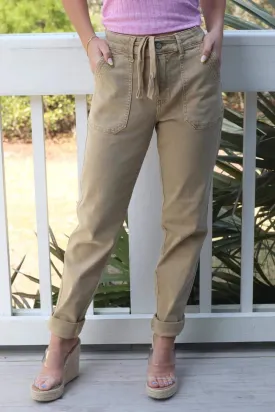 JUDY BLUE HIGH WAIST GARMENT DYED CUFFED JOGGER