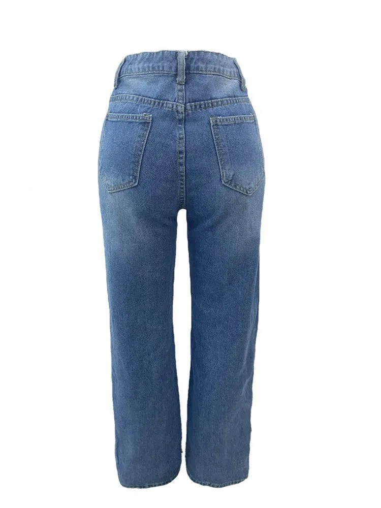 Knee Rip Straight Jeans
