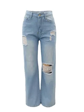 Knee Rip Straight Jeans
