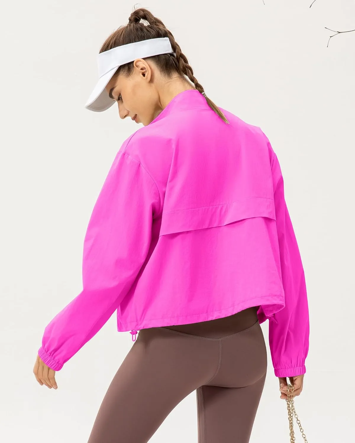 Locachy Women's Lightweight Zip Up Athletic Jacket Stand Collar Windproof Sun Protection Workout Outdoor Jacket