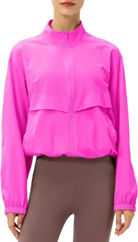 Locachy Women's Lightweight Zip Up Athletic Jacket Stand Collar Windproof Sun Protection Workout Outdoor Jacket