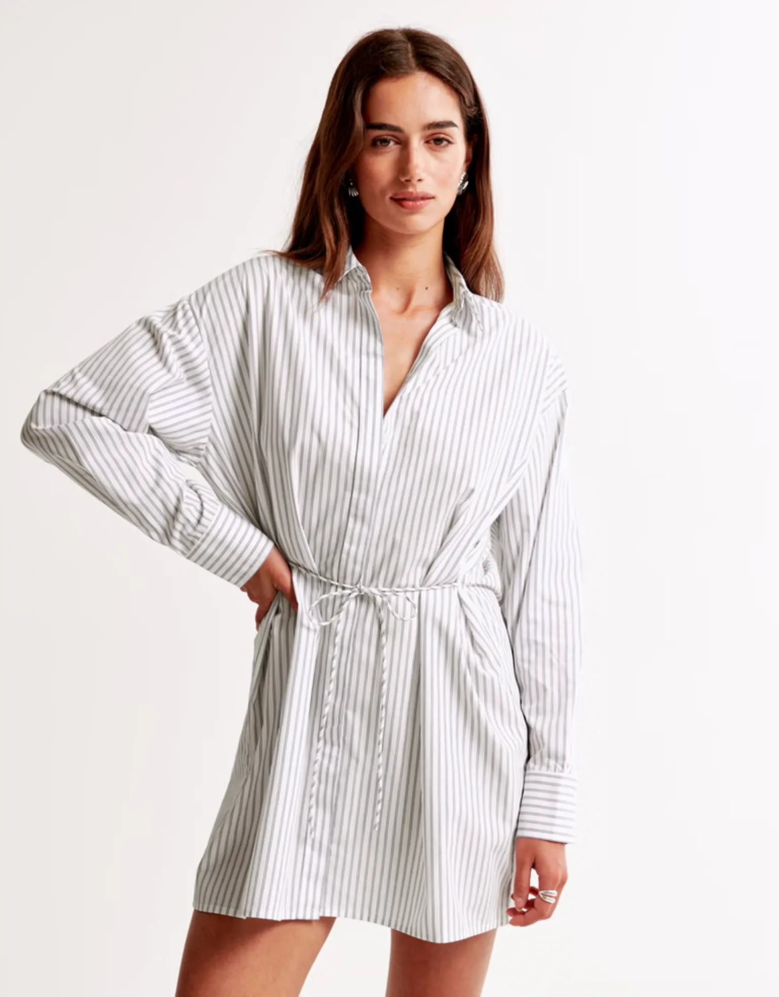 Long Sleeve Striped Shirt Dress