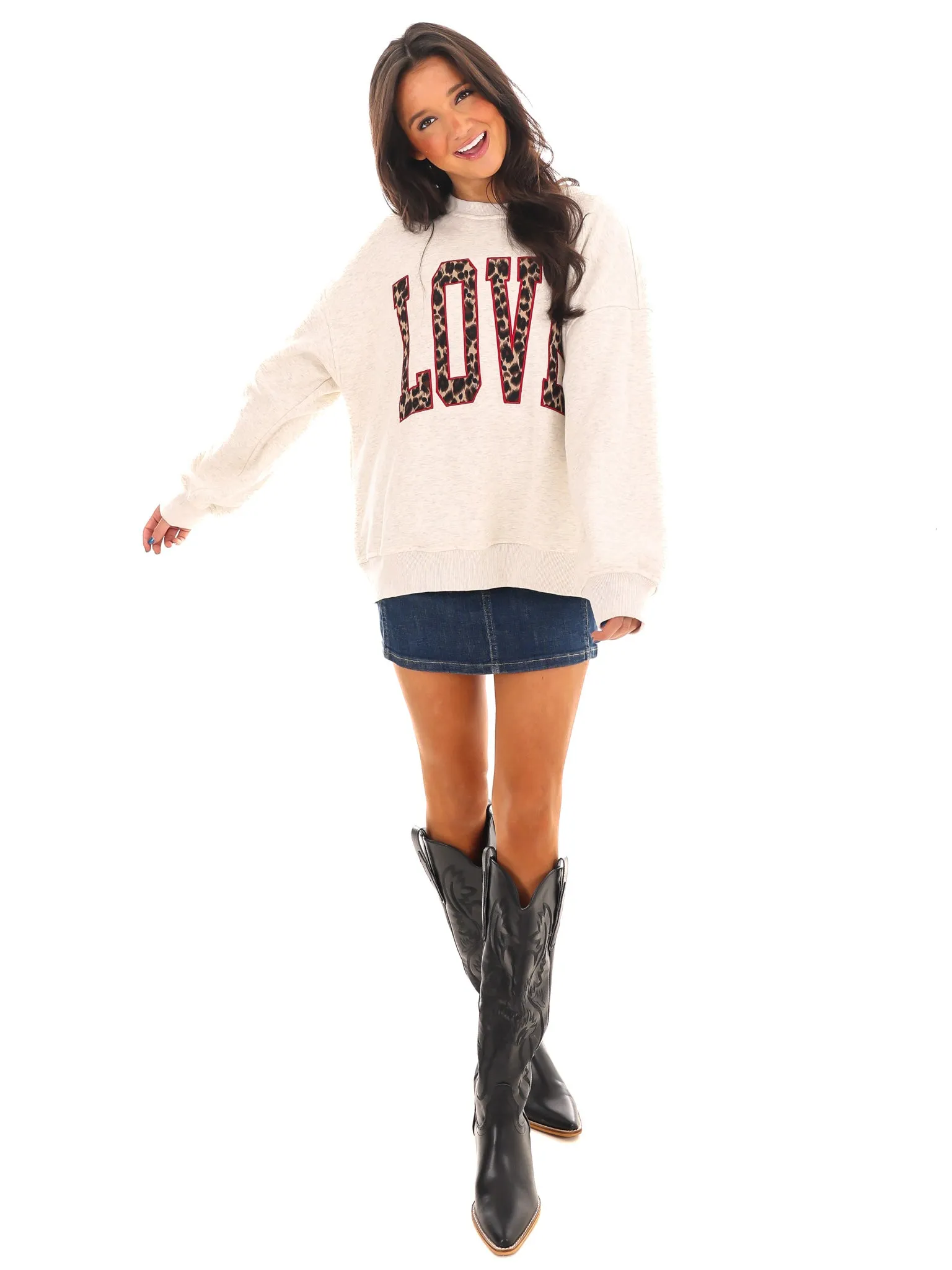 Love Contrast Crewneck Sweatshirt