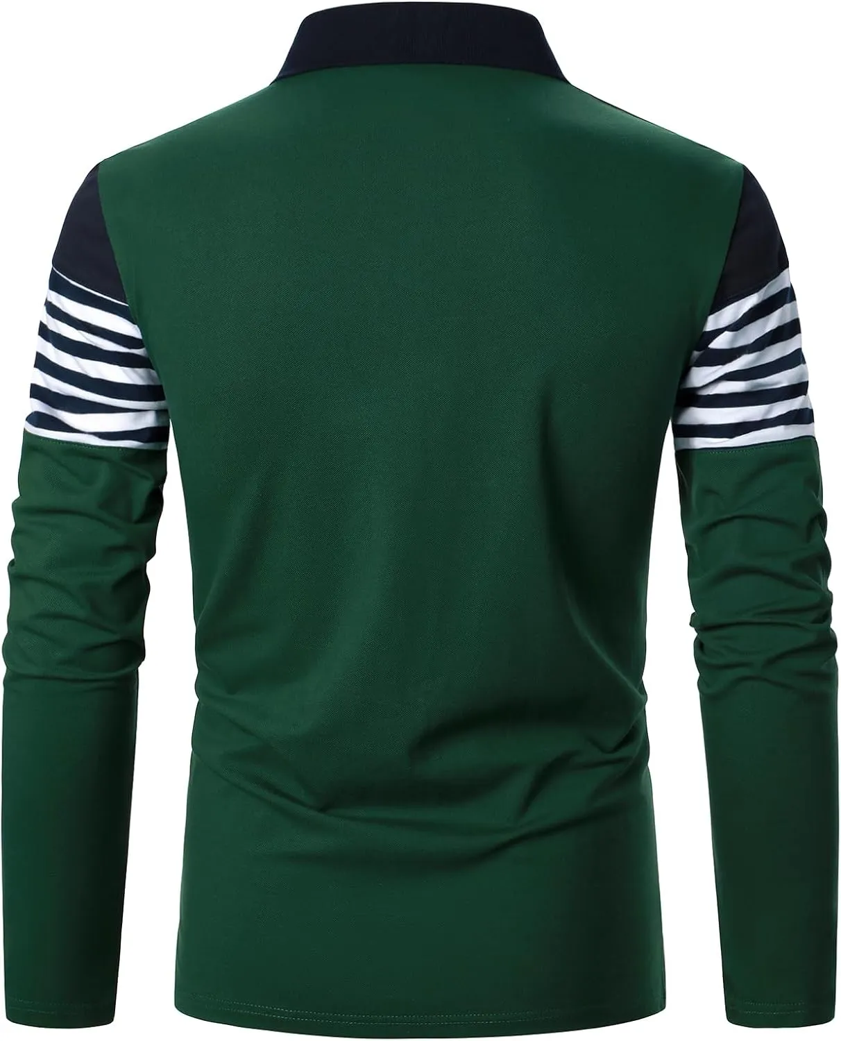 Mens Polo Shirts Long/Short Sleeve Striped Casual Slim Fit Golf Polo Contrast Color Summer Cotton T-Shirts