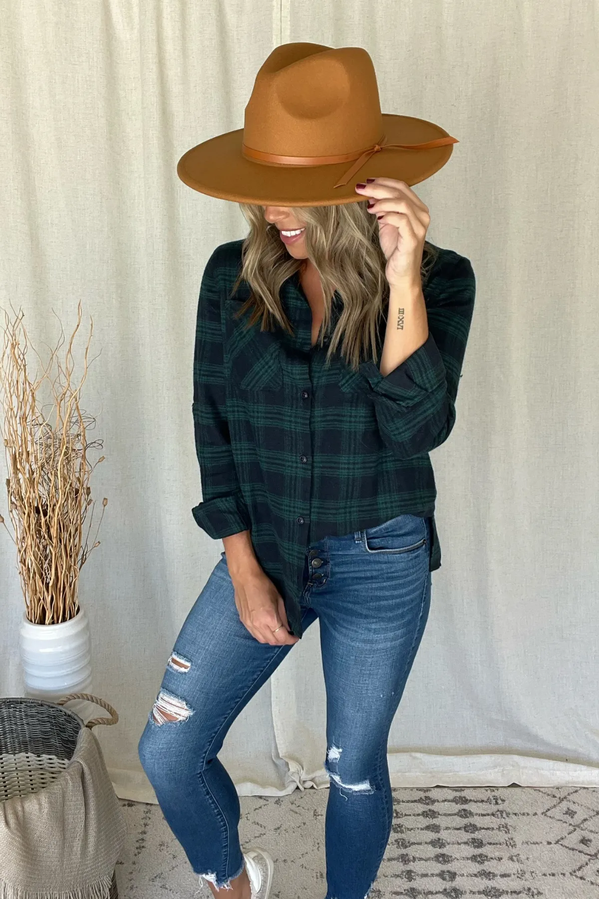 MIDNIGHT BLUE & GREEN FLANNEL SHIRT