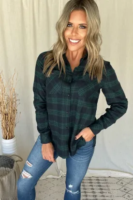 MIDNIGHT BLUE & GREEN FLANNEL SHIRT