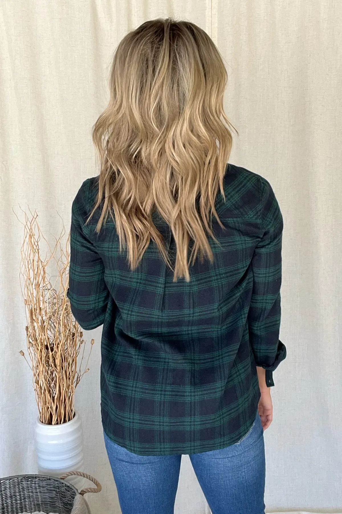MIDNIGHT BLUE & GREEN FLANNEL SHIRT