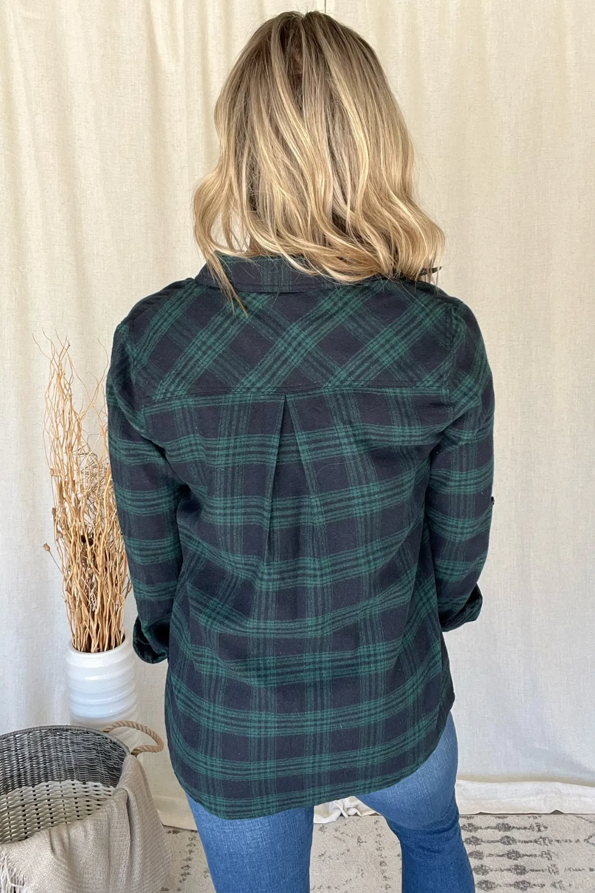 MIDNIGHT BLUE & GREEN FLANNEL SHIRT