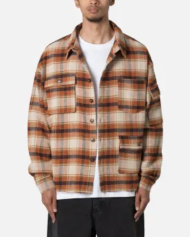 MNML Asymetrical Pocket Flannel Shirt Brown