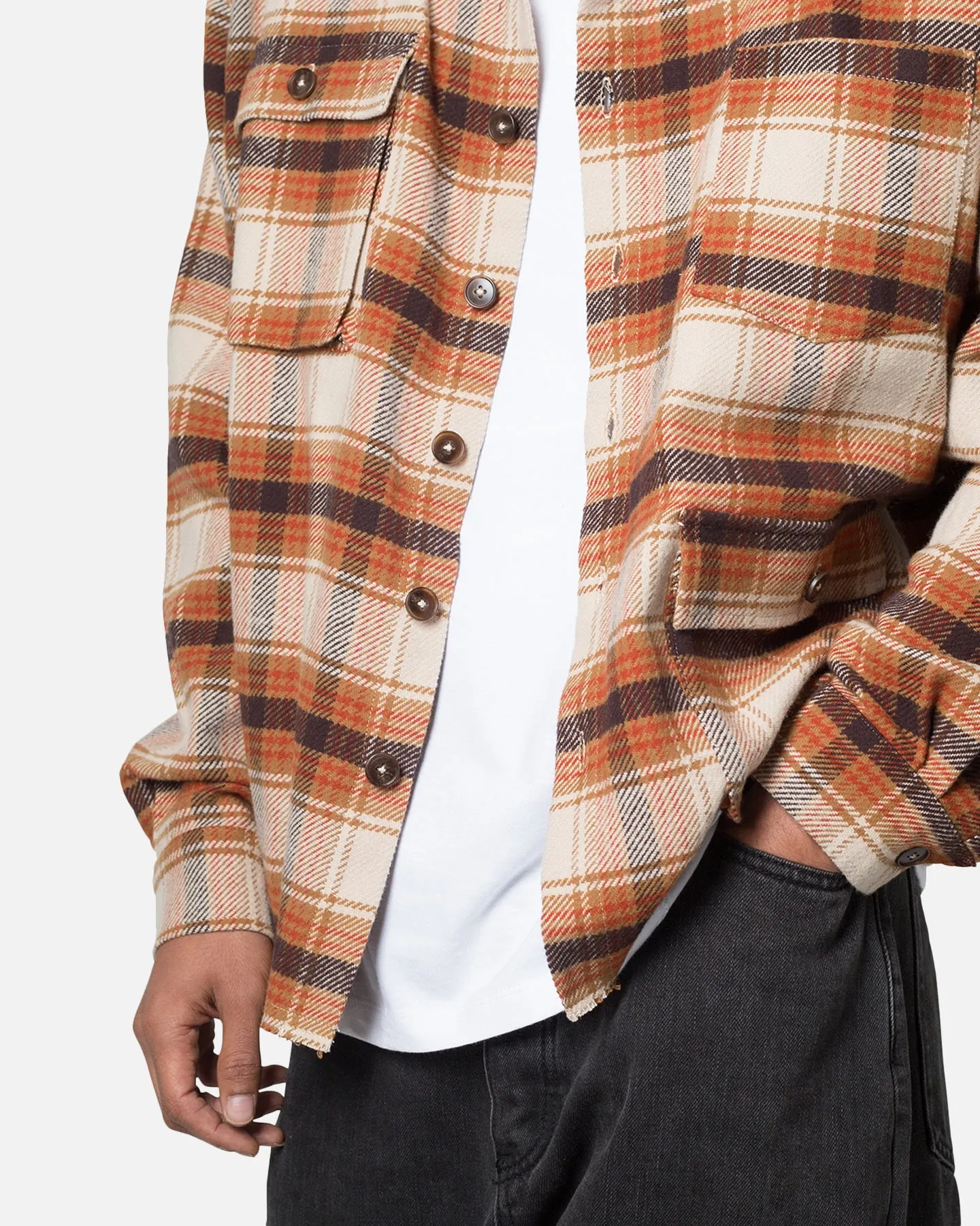 MNML Asymetrical Pocket Flannel Shirt Brown