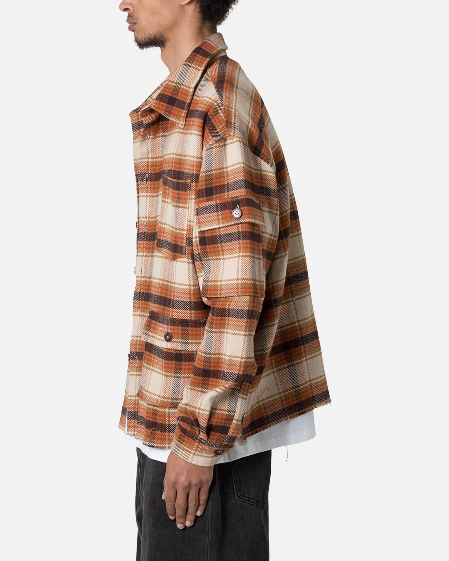 MNML Asymetrical Pocket Flannel Shirt Brown