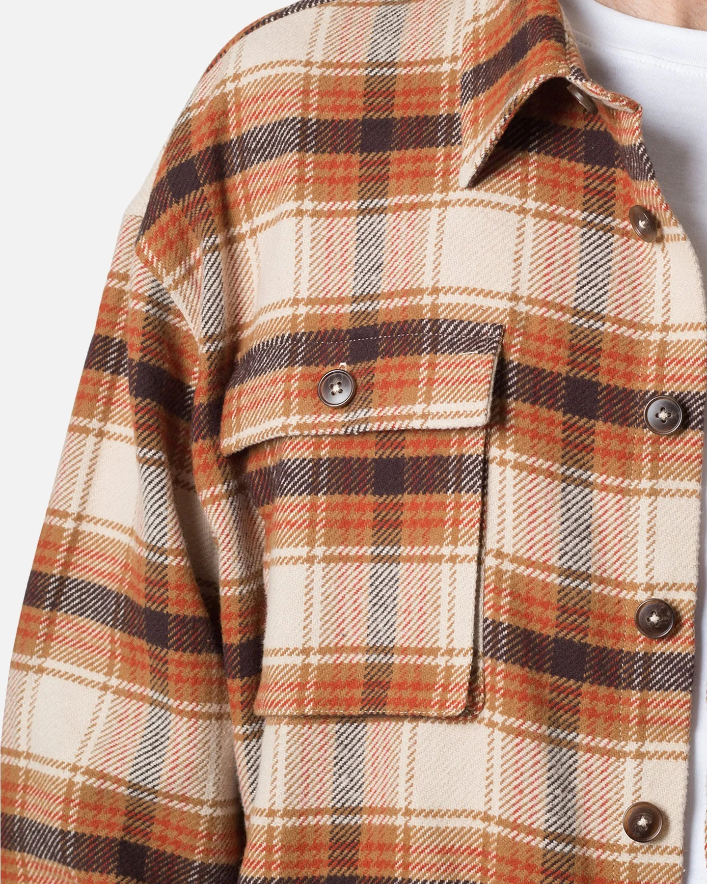 MNML Asymetrical Pocket Flannel Shirt Brown