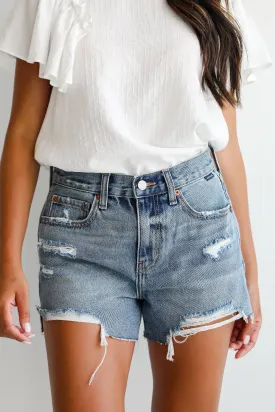 Molly Medium Wash Distressed Denim Shorts