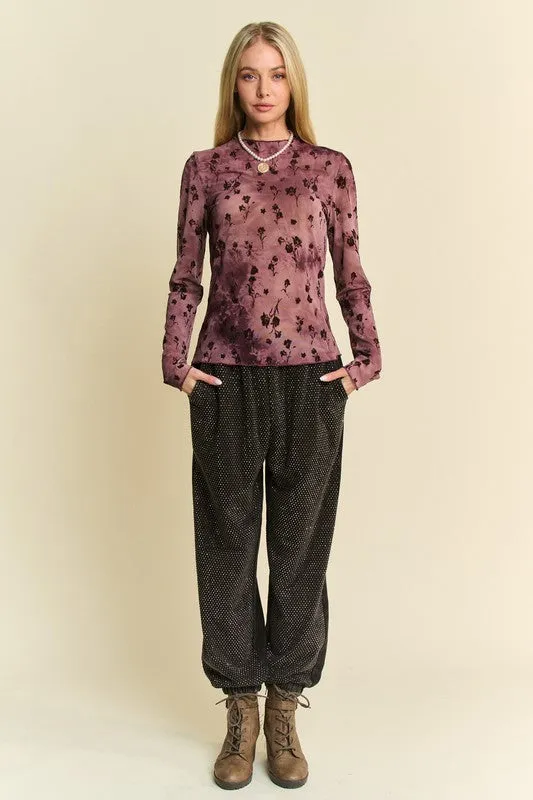 MQTIME  -  Rhinestone Elastic Waist Joggers