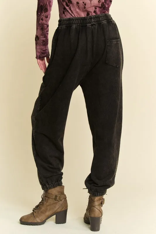 MQTIME  -  Rhinestone Elastic Waist Joggers