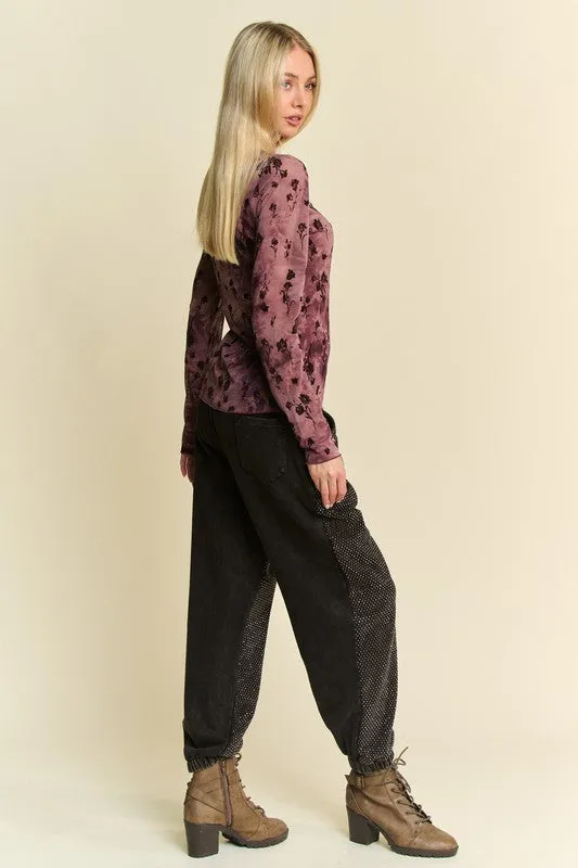 MQTIME  -  Rhinestone Elastic Waist Joggers