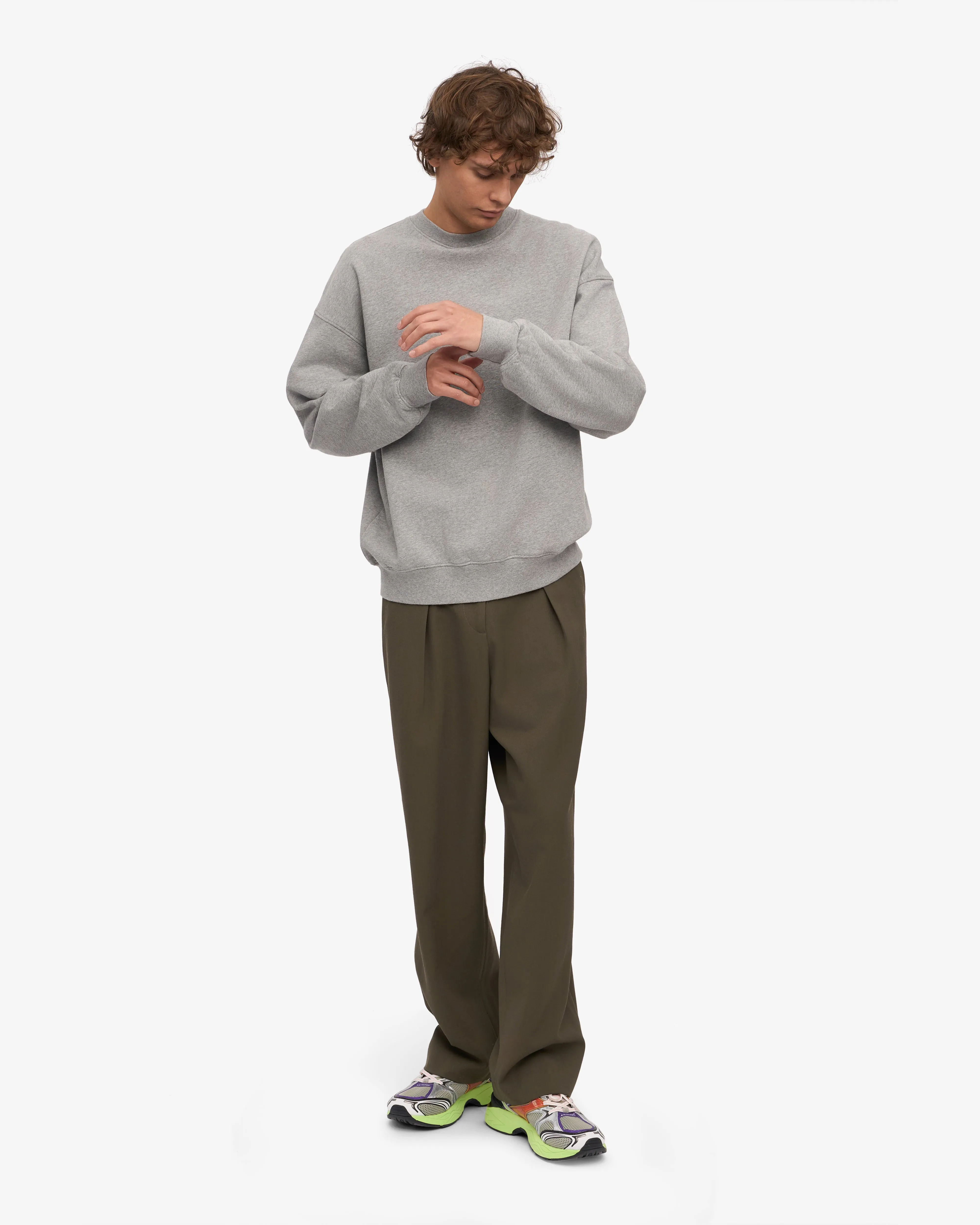 Organic Oversized Crew - Heather Grey