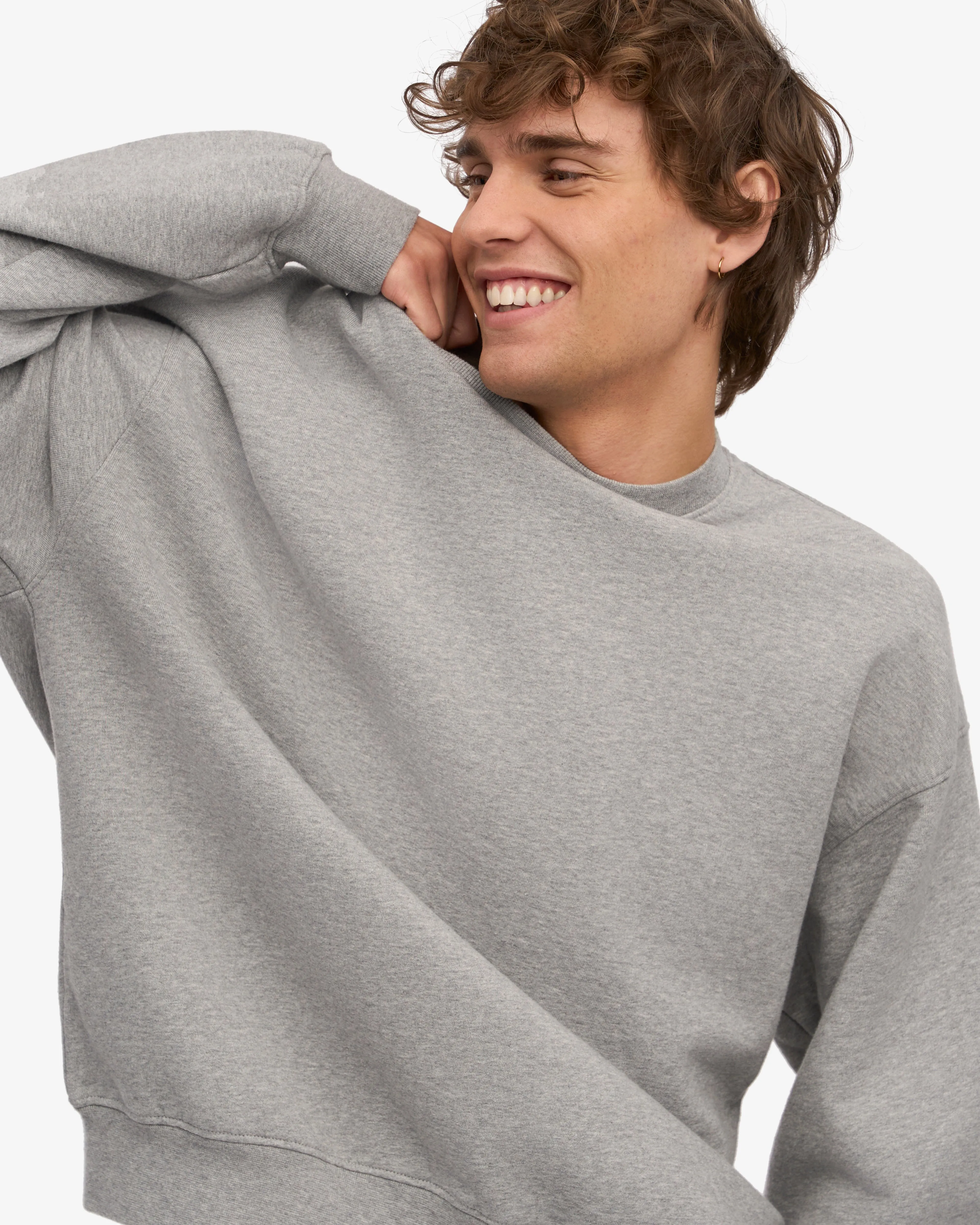Organic Oversized Crew - Heather Grey