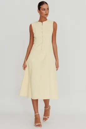 Passionate Flame Sleeveless A-line Midi Dress Beige