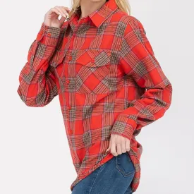 Picture Perfect Plaid Flannel Shirt in Red
