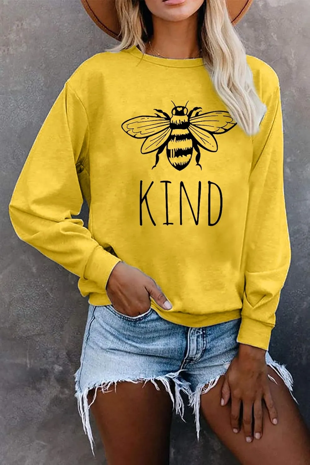 QYZ-Top Women's Bee Kind Saying Graphic Sweatshirts Ladies Inspirational Teacher Fall Casual Pullover Tops