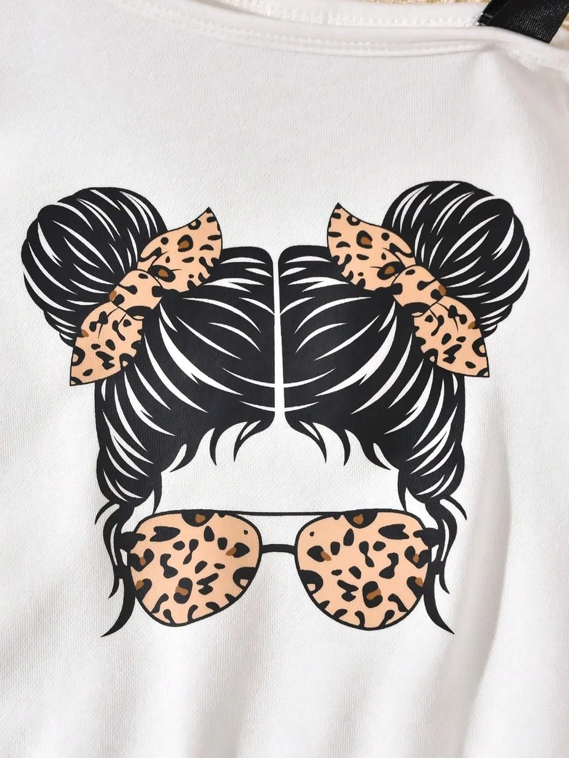 SHENHE Girl's Graphic Print Cut Out Shoulder Asymmetrical Cute Sweatshirt Pullover Top