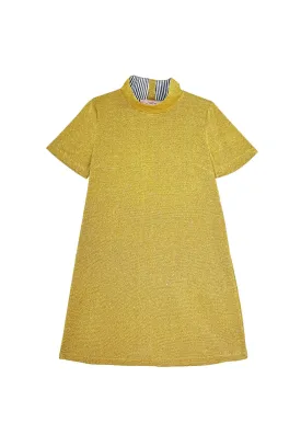Short Sleeve Mod Dress - Gold Sparkle