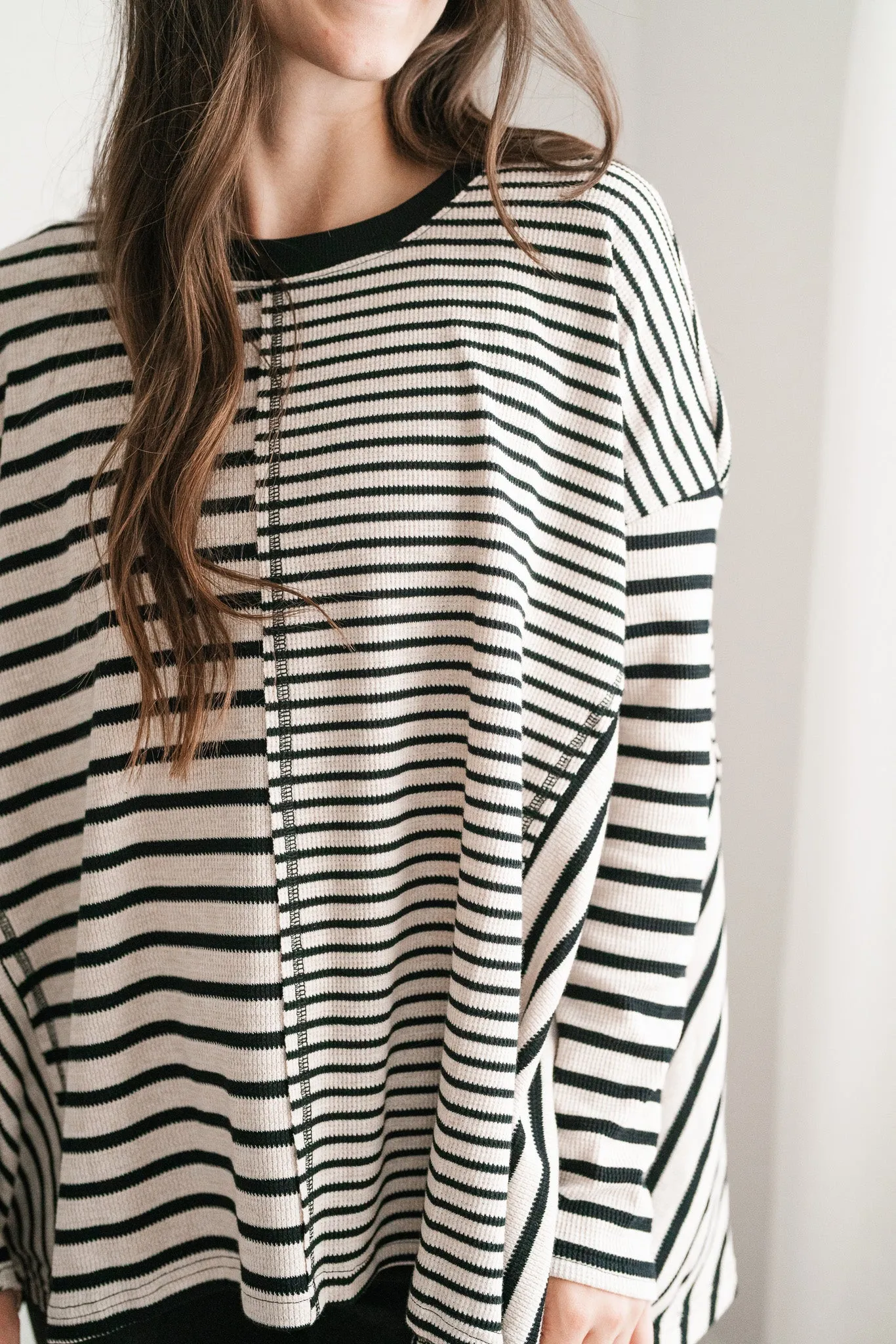 So Far So Good Striped Long Sleeve Top - Black