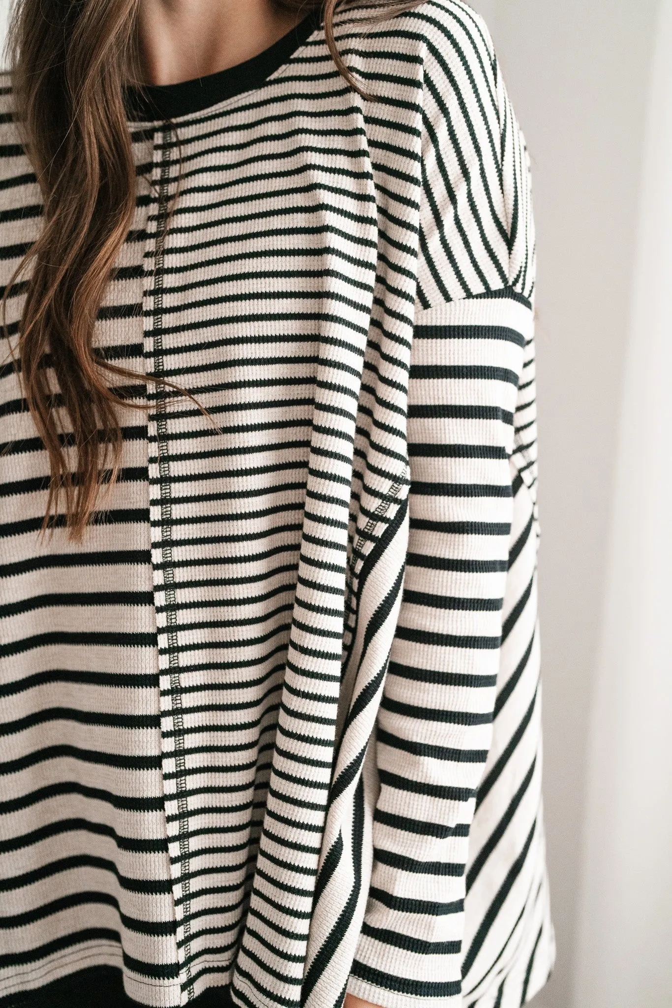 So Far So Good Striped Long Sleeve Top - Black