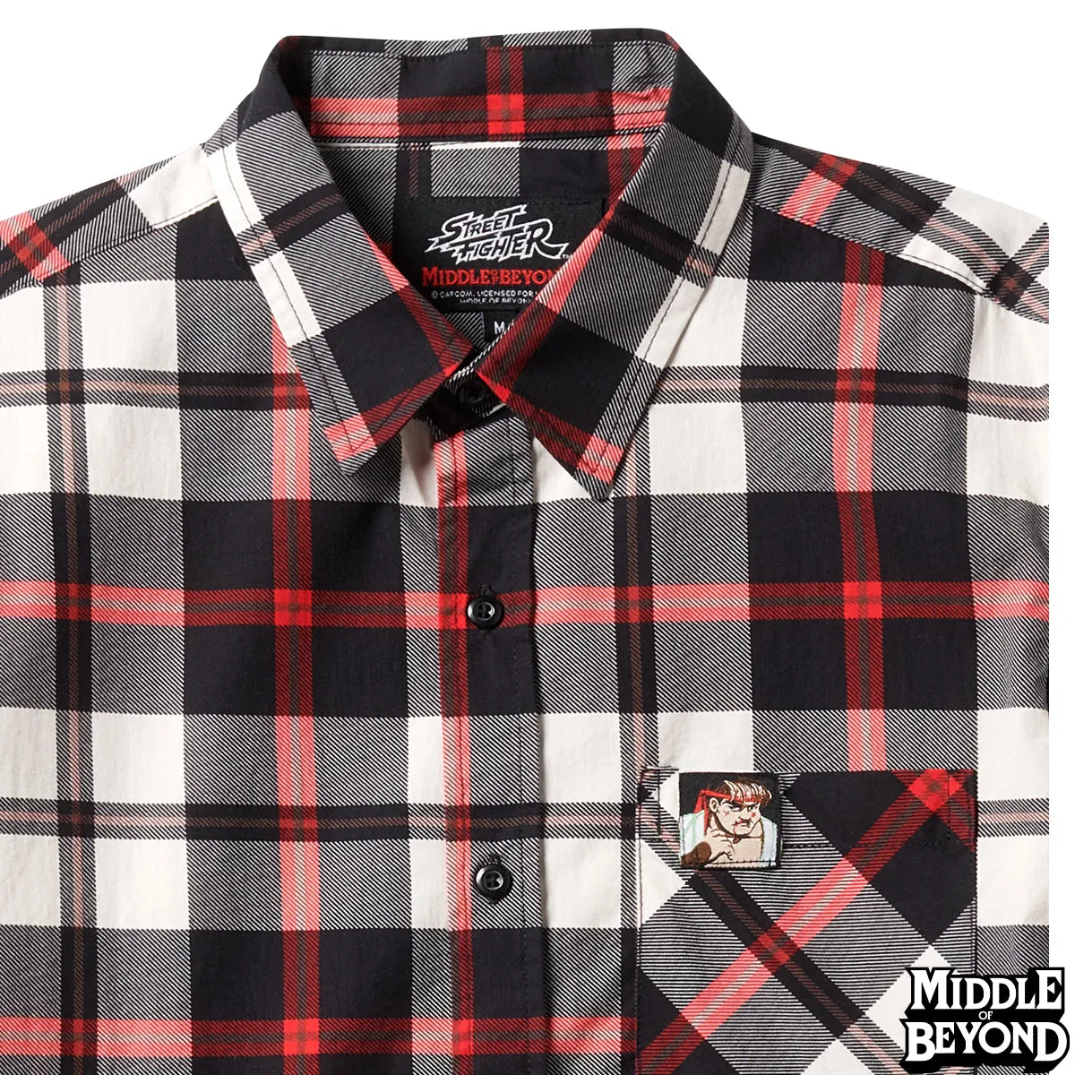 Street Fighter Ryu Plaid Short Sleeve Button-Up Shirt