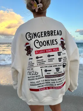 Sugar & Spice Embroidered Gingerbread Oversized Crewneck Sweatshirt (Ivory)