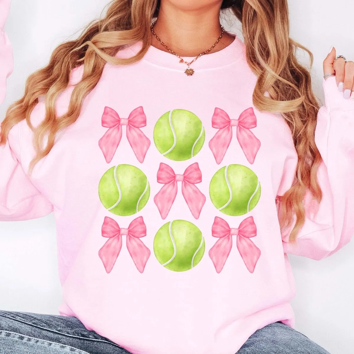 Tennis And Bows Collage Sweatshirt