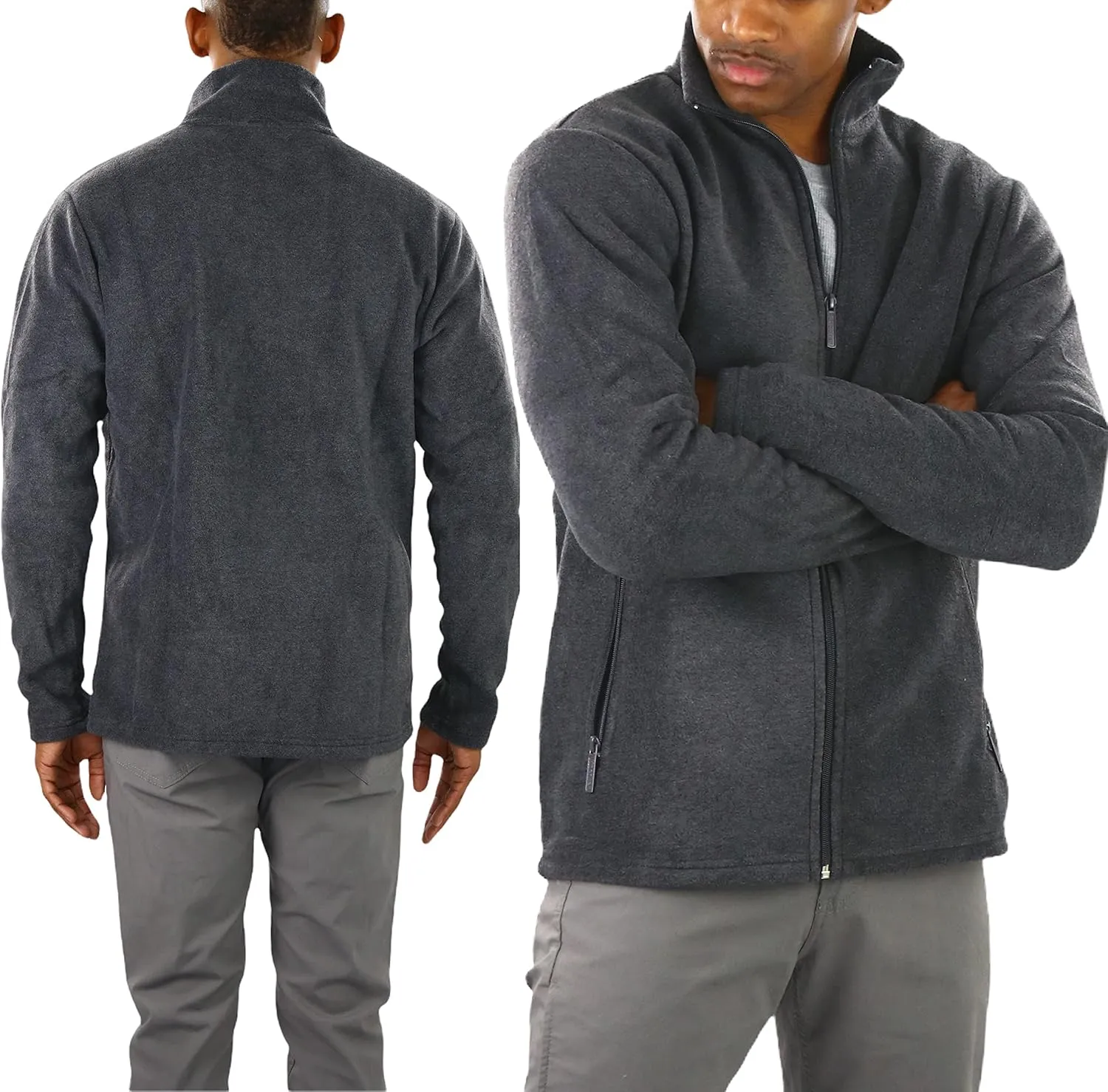 ToBeInStyle Men's Zip Up Long Sleeve High Collar Polar Fleece Jacket