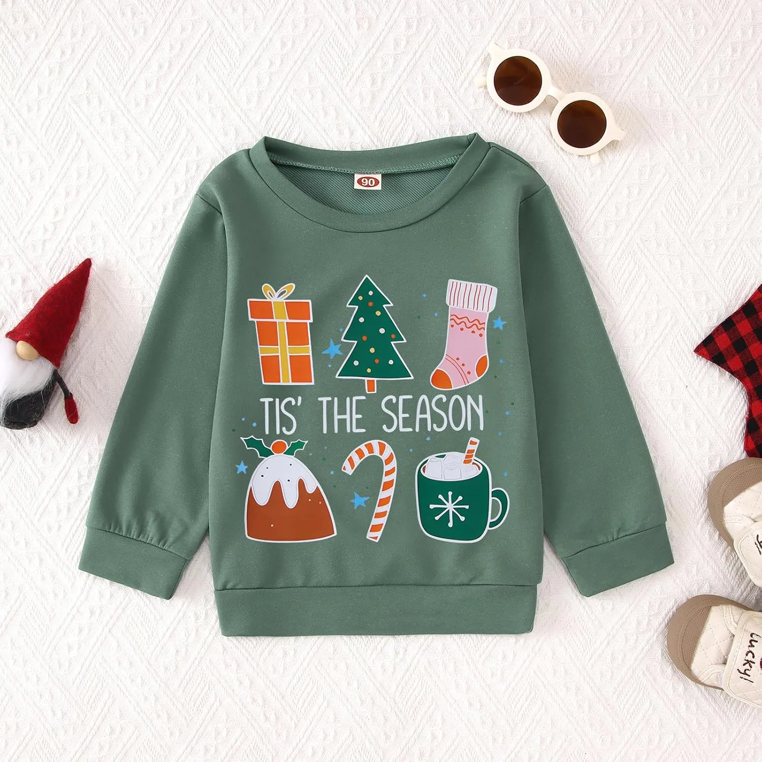 Toddler Baby Christmas Sweatshirt Kid Boy Girl Funny Its The Season Xmas Pullover Holiday Crewneck Long Sleeve Shirt