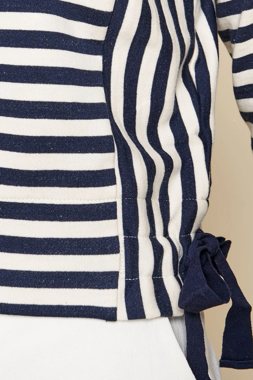 True Blue Striped Long Sleeve Crop Top