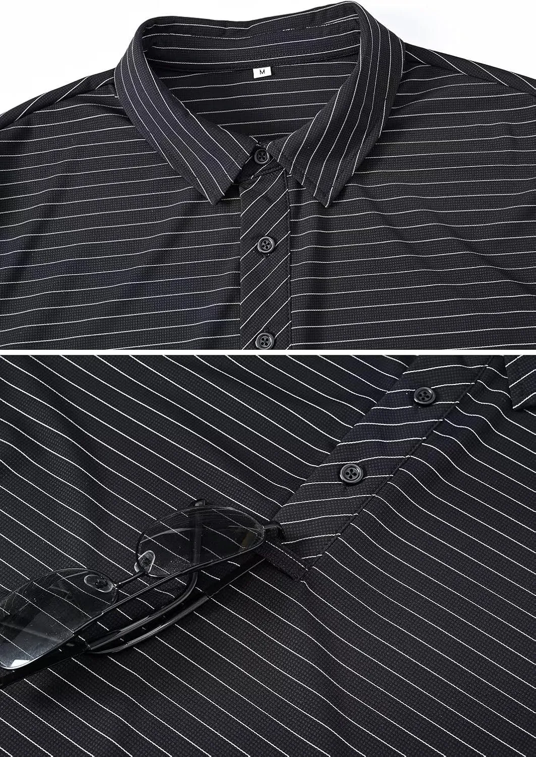 Tyhengta Men's Striped Shirt Long Sleeve Golf Polo Shirts