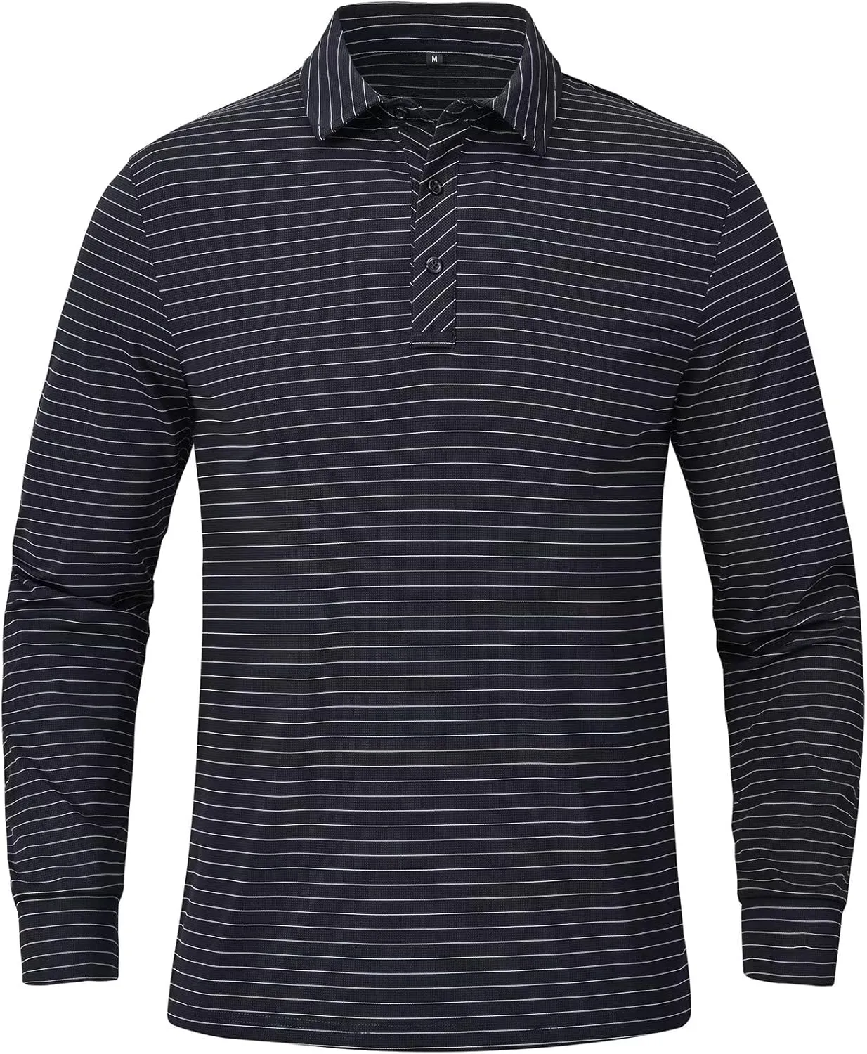 Tyhengta Men's Striped Shirt Long Sleeve Golf Polo Shirts