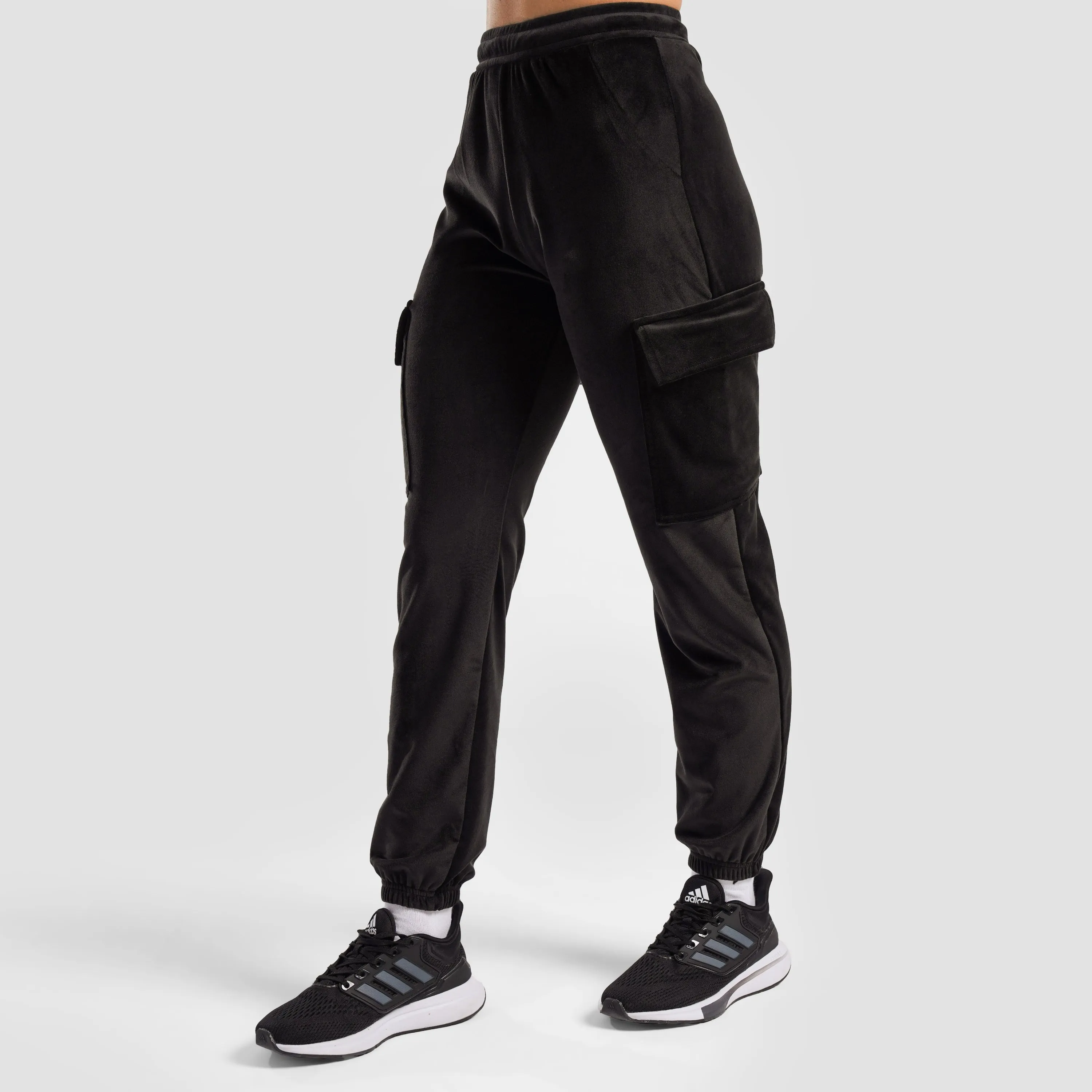 Velour Cargo Joggers (Black)