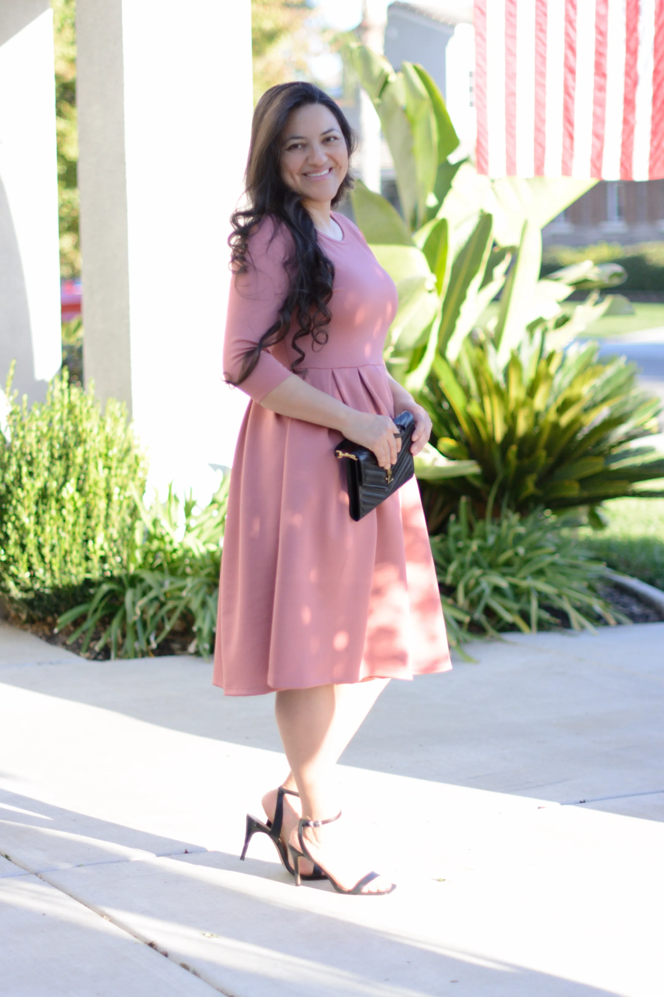Venice Rose Pleated Midi Dress