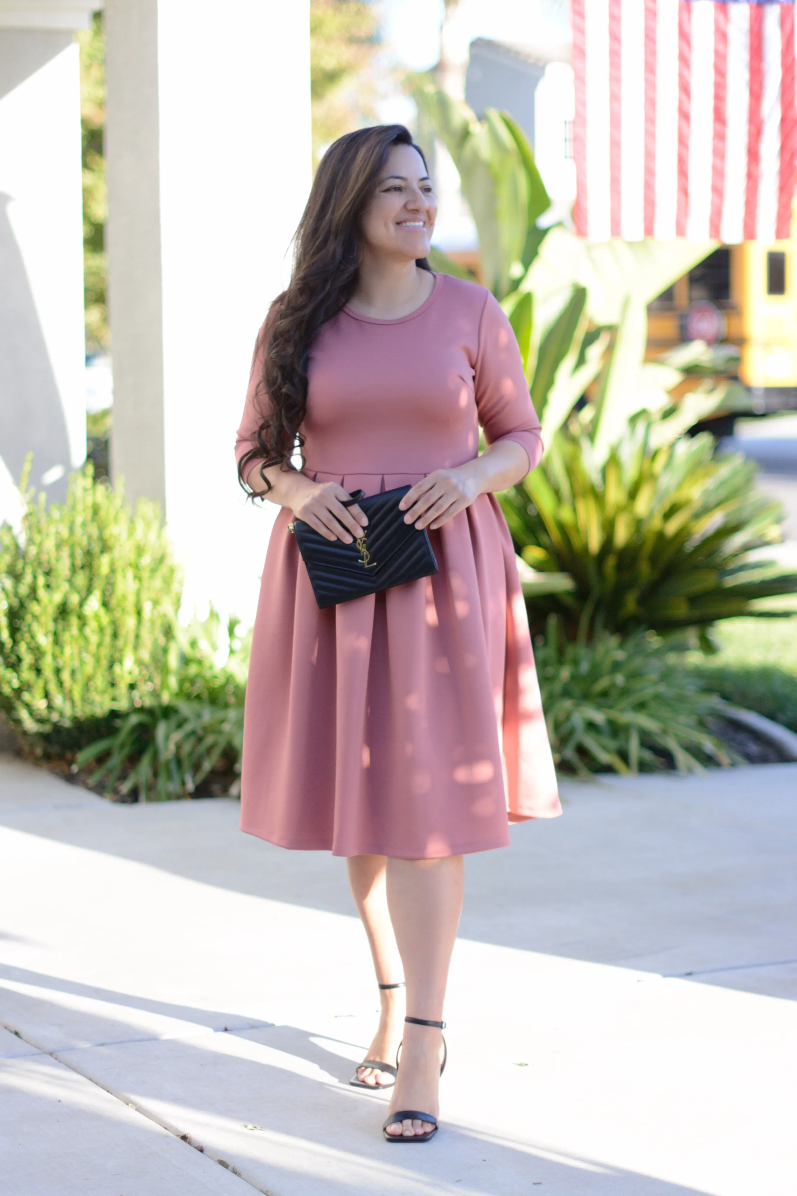 Venice Rose Pleated Midi Dress