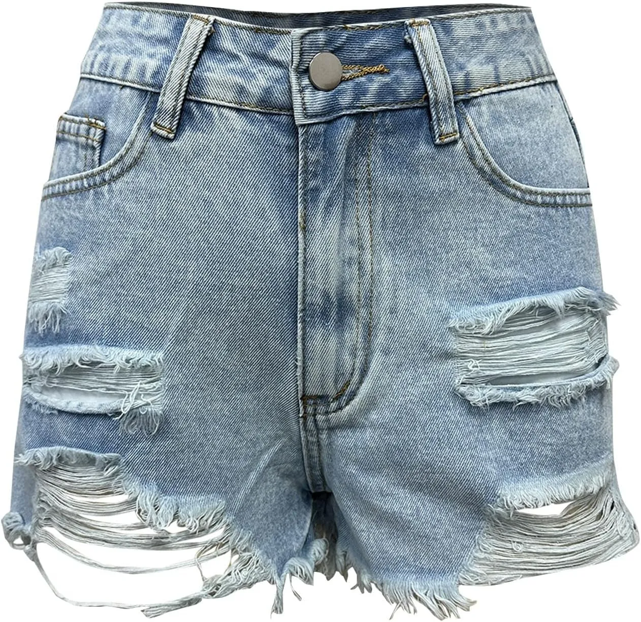 Women Denim Shorts Stretchy Mid High Waisted Summer Beach Plus Size Casual Trendy Ripped Loose Fit Hot Short Jeans