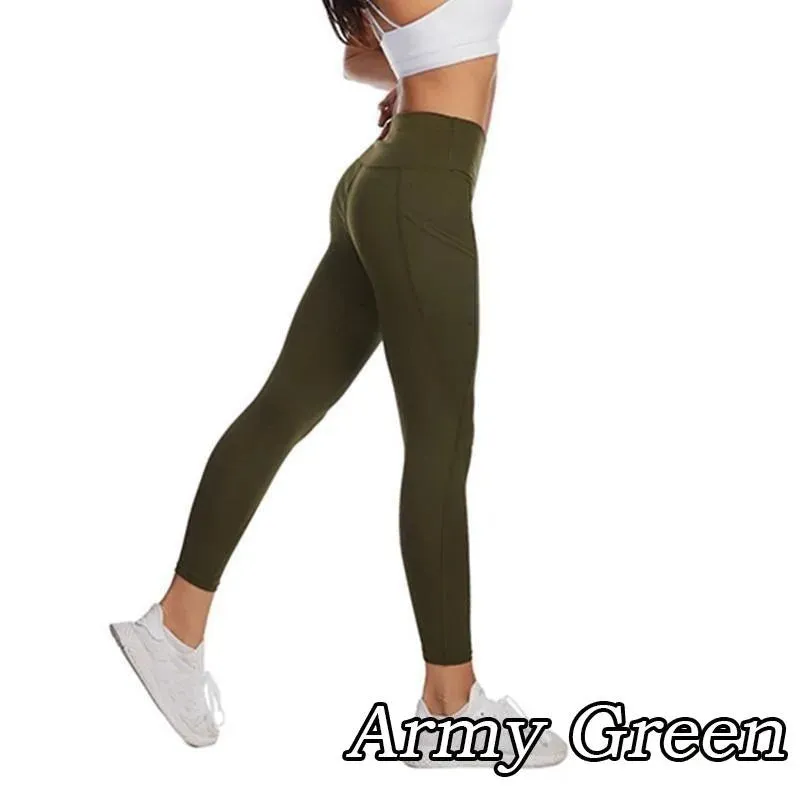 Women Seamless High Waist Yoga Pants with Pockets for Gym
