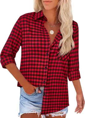 Womens Button Down Shirts Oversized Long Sleeve Shirt Loose Fit Casual Blouse Work Office Top with Pockets