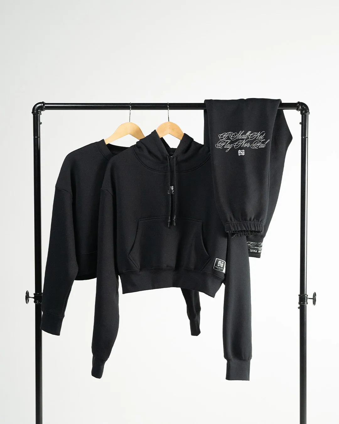 WOMENS OVERSIZED CROP CREWNECK - BLACK