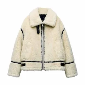 Women's Zip-up Wool Winter  Coat with Black Lined | Ideal for Autumn/Winter