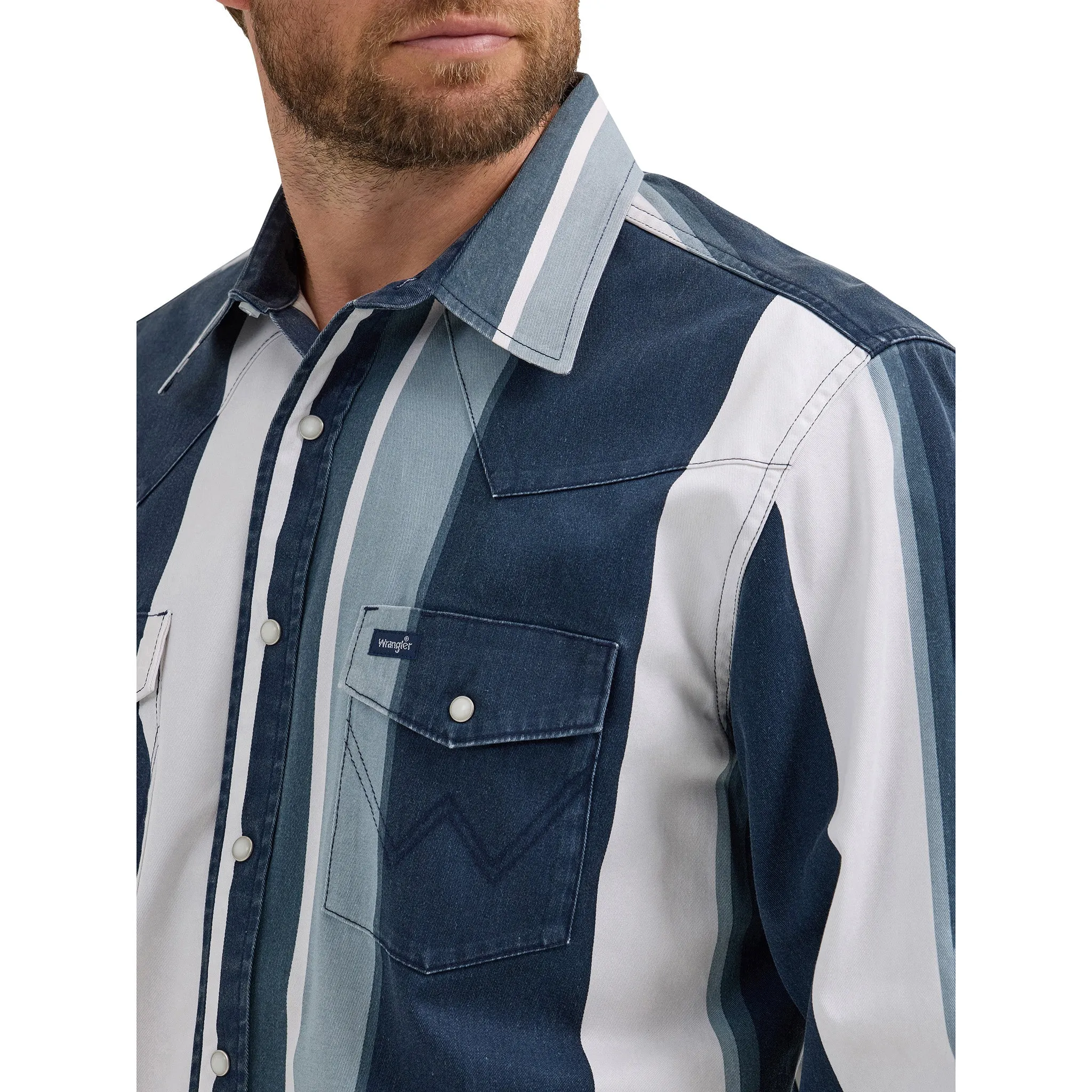 Wrangler Men's Vintage Inspired Brushpopper Pearl Snap Shirt