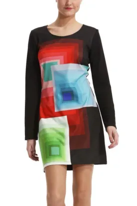 Ymanga Larga A-Line Jersey Dress with Long Sleeves Desigual Style 37V2143