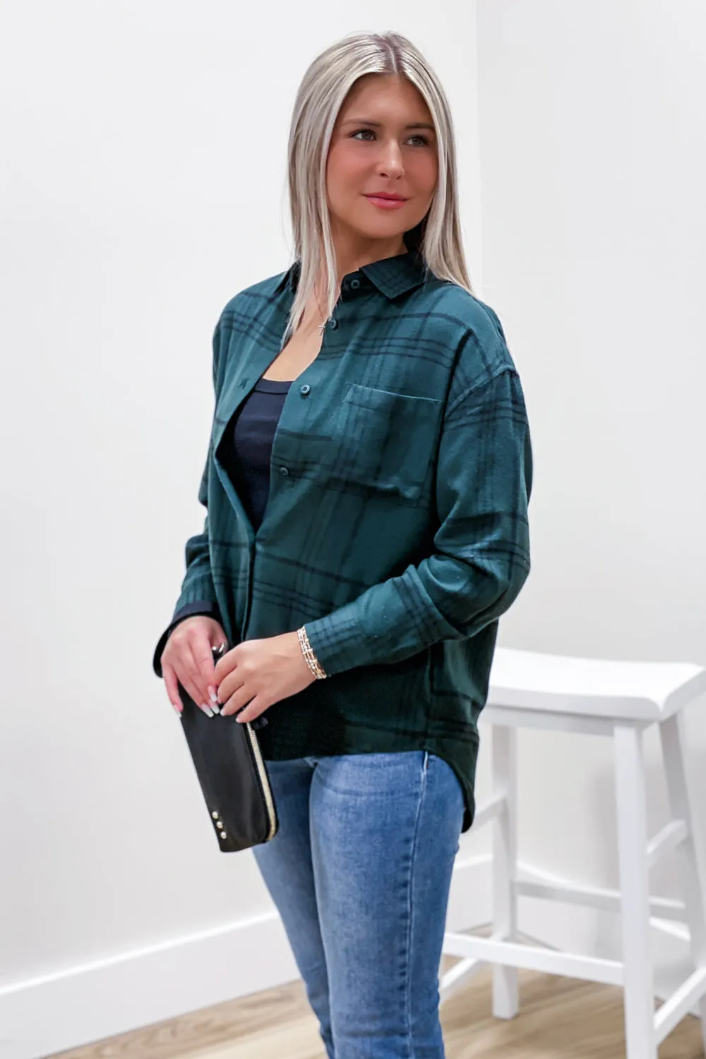 Z Supply: River Plaid Button Up - Cypress Green