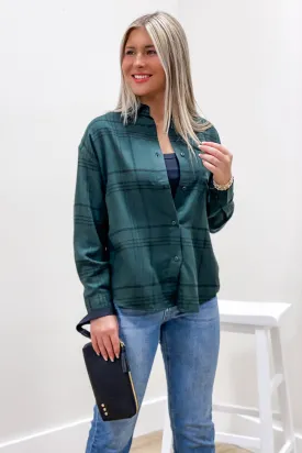 Z Supply: River Plaid Button Up - Cypress Green